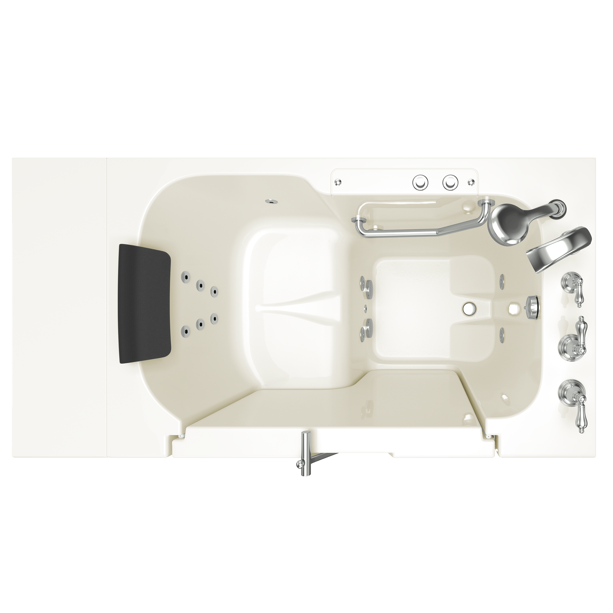 Gelcoat Premium Series 32 x 52  Inch Walk in Tub With Whirlpool System   Right Hand Drain With Faucet WIB LINEN